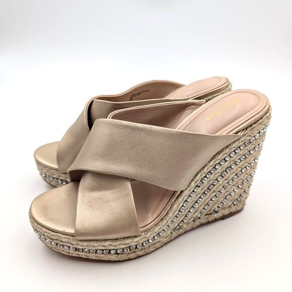 Charles by Charles David Cate Metallic Espadrille Wedge Sandal Size US9.5M EU40 - Picture 1 of 11